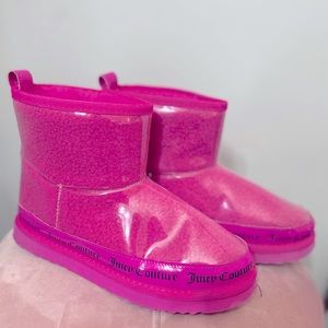 Hot pink rain boots